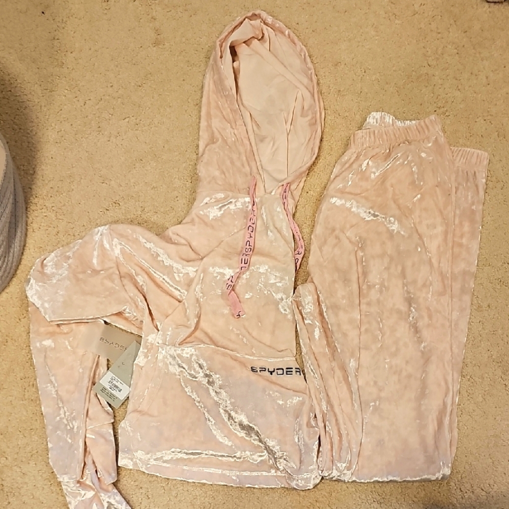Spyder Light Pink Velour Hoodie and Joggers